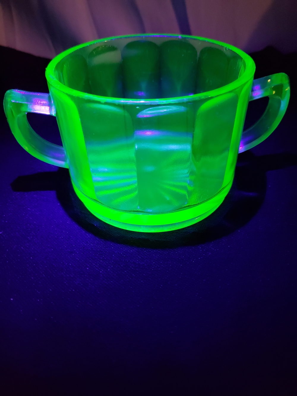 Anchor Hocking Uranium Glass Double-Handled Sugar Bowl